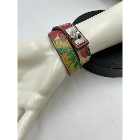 Patricia Nash Leather Red Floral Wrap Bracelet - Picture 3 of 10